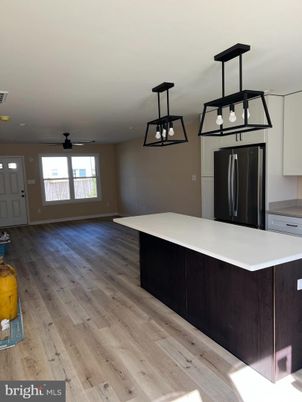 Interior, Kitchen, Pendant Lights, Wood Texture Flooring