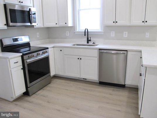 Interior, Kitchen, Stainless Steel Appliances, Wood Texture Flooring