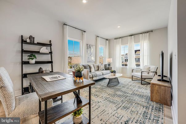 Home Office, Interior, Living room, Recessed Lighting, Wood Texture Flooring