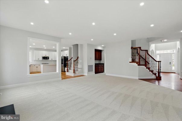 Empty room, Interior, Kitchen, Recessed Lighting, Wood Texture Flooring