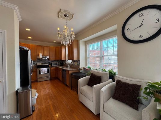 Chandelier, Interior, Kitchen, Recessed Lighting, Wood Texture Flooring