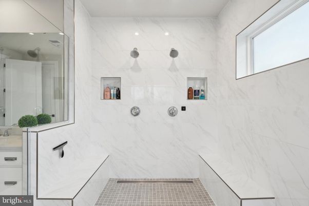 Bathroom, Glass Shower, Interior, Marble Walls