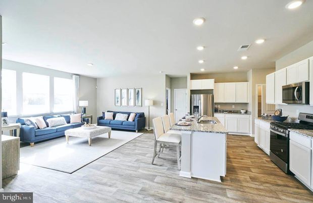 Interior, Kitchen, Living room, Recessed Lighting, Stainless Steel Appliances, Wood Texture Flooring