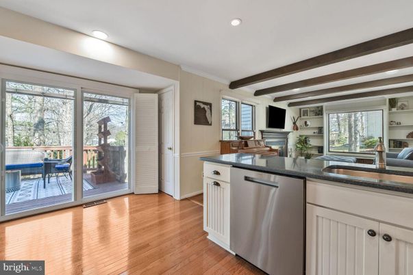 Interior, Kitchen, Recessed Lighting, Wooden Beams, Wood Texture Flooring