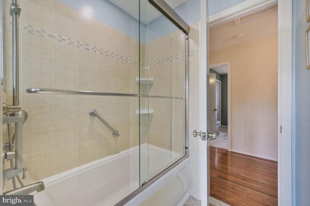 Bathroom, Glass Shower, Interior, Wood Texture Flooring