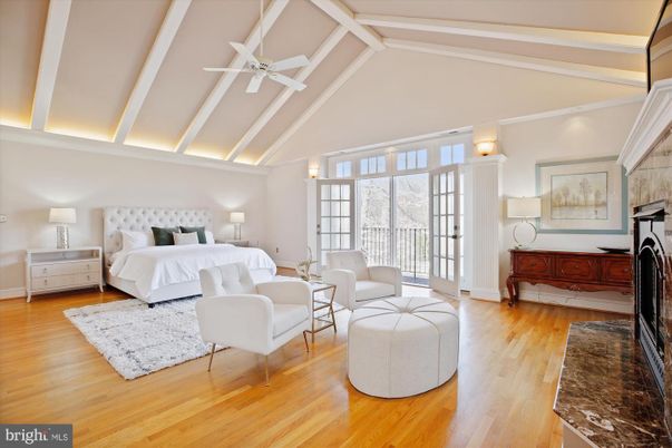Bedroom, Fireplace, Interior, Wood Texture Flooring