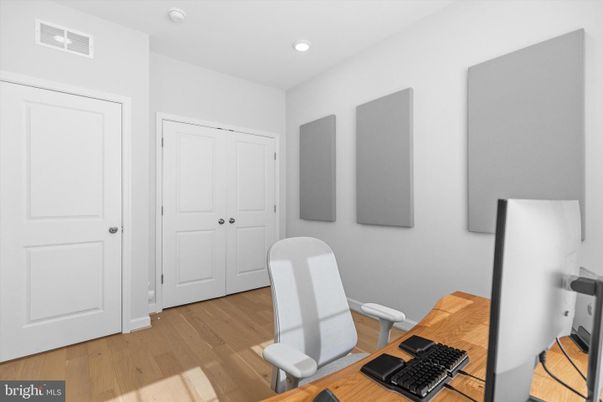 Home Office, Interior, Recessed Lighting, Wood Texture Flooring