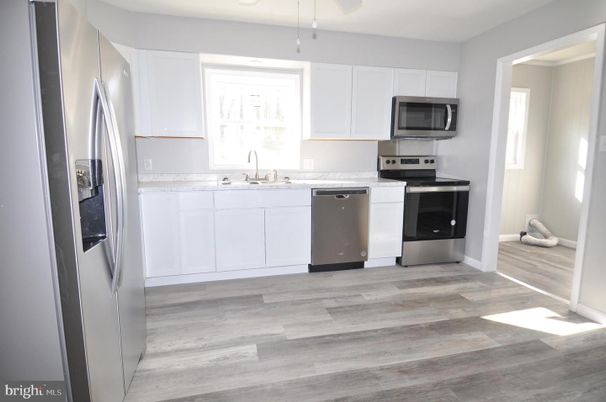 Interior, Kitchen, Stainless Steel Appliances, Wood Texture Flooring