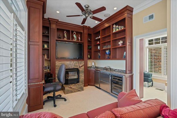 Fireplace, Home Office, Interior, Recessed Lighting