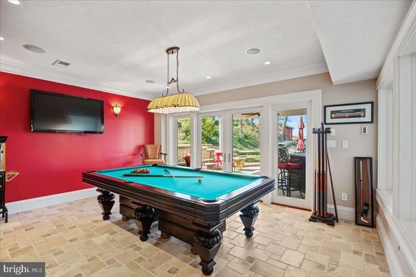 Billiard Table, Game Room, Interior, Pendant Lights, Recessed Lighting