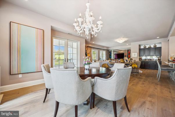 Chandelier, Dining room, Interior, Living room, Recessed Lighting, Wood Texture Flooring