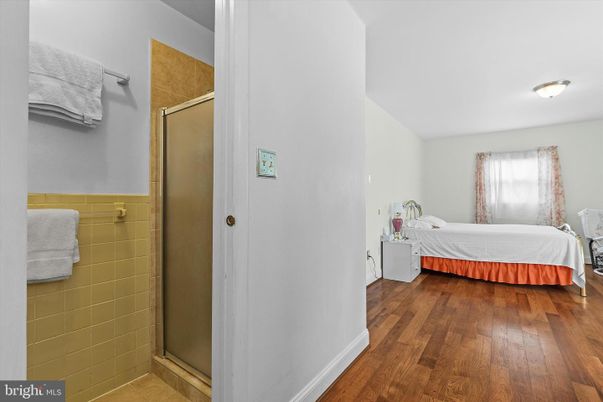 Bathroom, Bedroom, Glass Shower, Interior, Wood Texture Flooring
