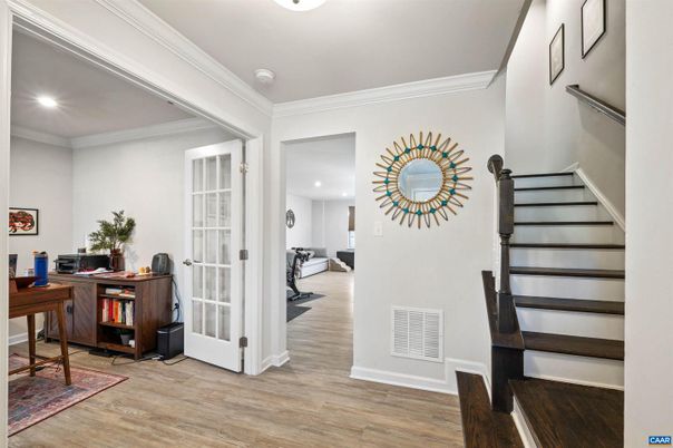 Home Office, Interior, Recessed Lighting, Wood Texture Flooring