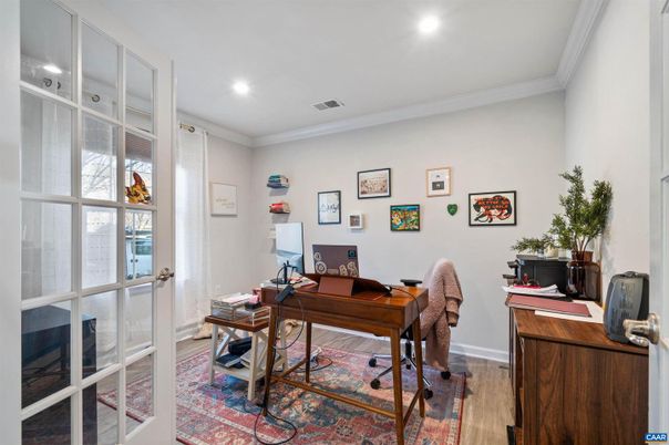 Home Office, Interior, Recessed Lighting, Wood Texture Flooring