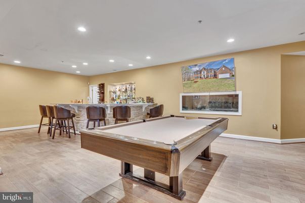 Billiard Table, Game Room, Interior, Recessed Lighting, Wood Texture Flooring