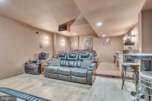 Home Theatre Room, Interior, Recessed Lighting, Wood Texture Flooring