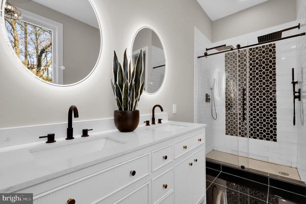 Bathroom, Dual Sink Vanities, Glass Shower, Interior, Recessed Lighting