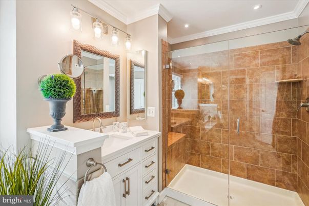 Bathroom, Glass Shower, Interior, Recessed Lighting