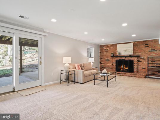 Fireplace, Interior, Living room, Recessed Lighting, Stone Walls