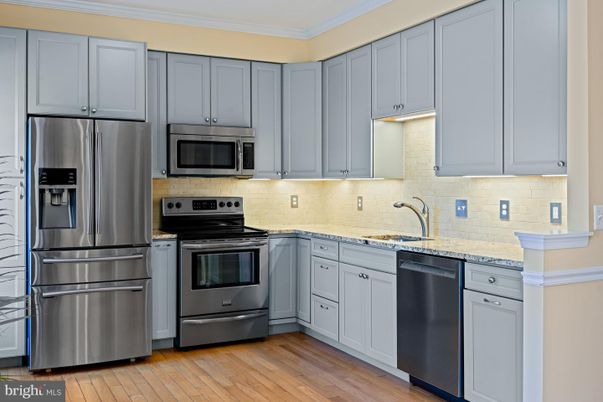 Interior, Kitchen, Stainless Steel Appliances, Wood Texture Flooring