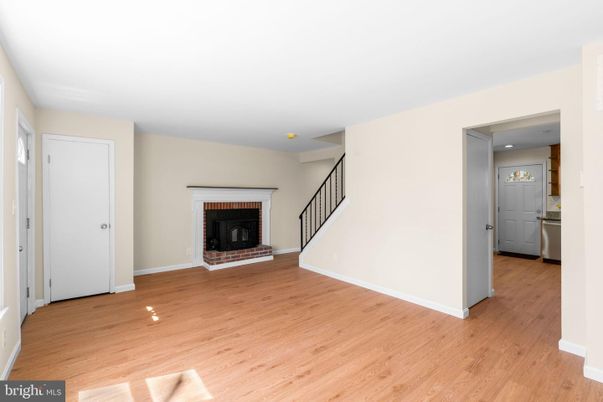 Empty room, Fireplace, Interior, Recessed Lighting, Wood Texture Flooring