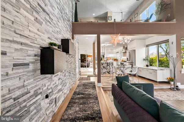 Interior, Kitchen, Pendant Lights, Recessed Lighting, Stone Walls, Wood Texture Flooring