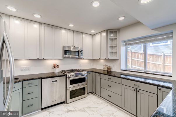 Interior, Kitchen, Marble, Recessed Lighting, Stainless Steel Appliances