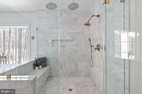 Bathroom, Glass Shower, Interior, Marble Walls