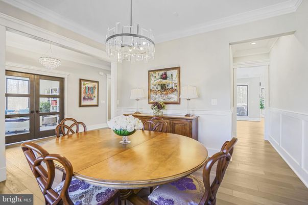 Chandelier, Dining room, Interior, Wood Texture Flooring
