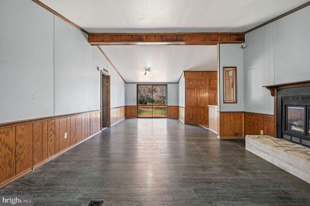 Empty room, Fireplace, Interior, Wood Texture Flooring