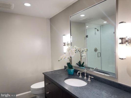 Bathroom, Glass Shower, Interior, Recessed Lighting