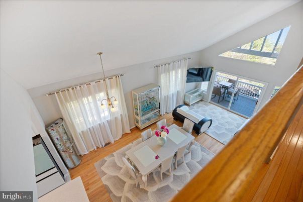 Dining room, Interior, Living room, Pendant Lights, Wood Texture Flooring