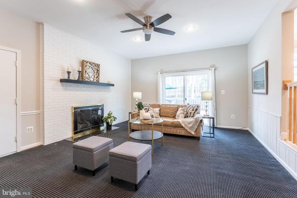 Fireplace, Interior, Living room, Recessed Lighting, Stone Walls