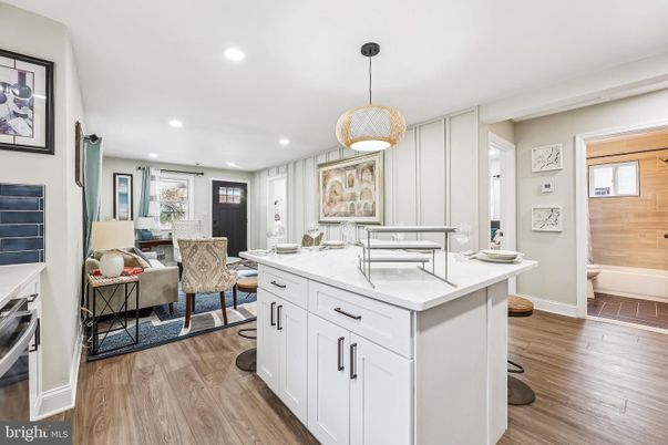 Dining room, Interior, Pendant Lights, Recessed Lighting, Wood Texture Flooring