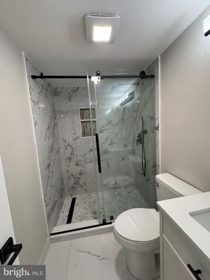 Bathroom, Glass Shower, Interior, Marble Walls