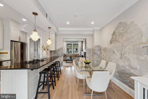 Dining room, Interior, Kitchen, Living room, Pendant Lights, Recessed Lighting, Stainless Steel Appliances, Wood Texture Flooring