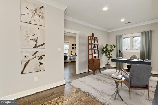 Home Office, Interior, Recessed Lighting, Wood Texture Flooring