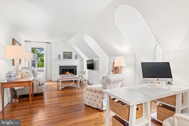 Fireplace, Home Office, Interior, Living room, Wood Texture Flooring