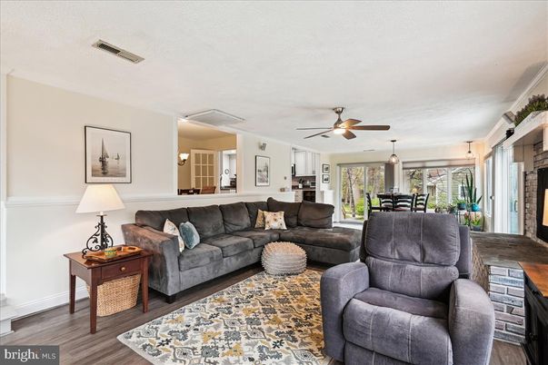 Dining room, Interior, Living room, Pendant Lights, Wood Texture Flooring