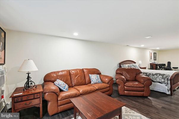 Bedroom, Interior, Living room, Recessed Lighting, Wood Texture Flooring