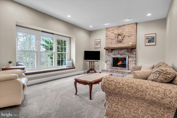 Fireplace, Interior, Living room, Recessed Lighting, Stone Walls