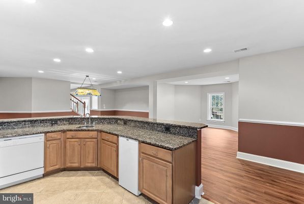 Interior, Kitchen, Pendant Lights, Recessed Lighting, Wood Texture Flooring