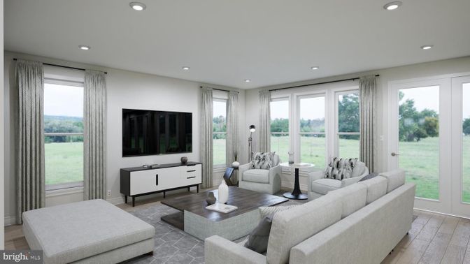 Interior, Living room, Recessed Lighting, Wood Texture Flooring