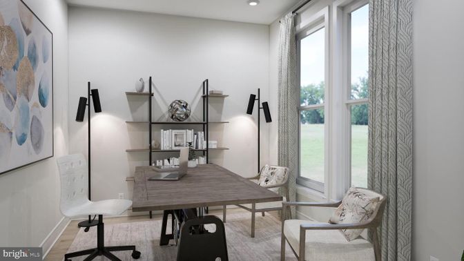 Home Office, Interior, Recessed Lighting, Wood Texture Flooring