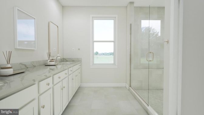 Bathroom, Dual Sink Vanities, Glass Shower, Interior