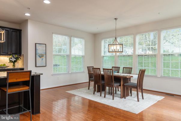 Dining room, Interior, Pendant Lights, Recessed Lighting, Wood Texture Flooring
