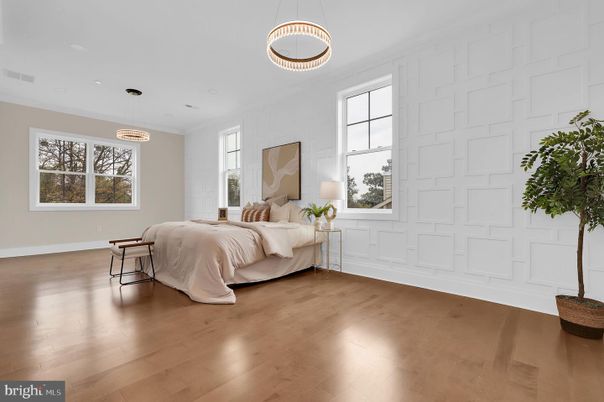 Bedroom, Interior, Pendant Lights, Wood Texture Flooring