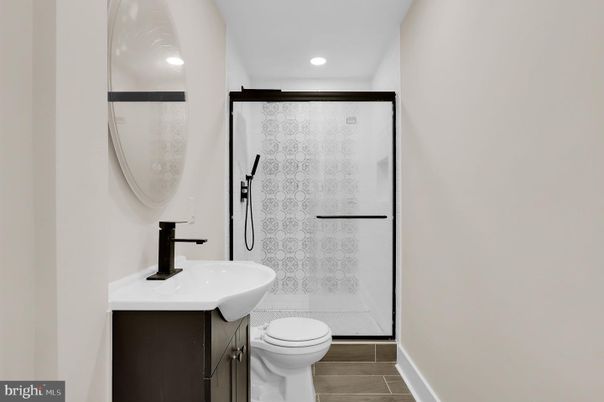 Bathroom, Interior, Recessed Lighting, Wood Texture Flooring