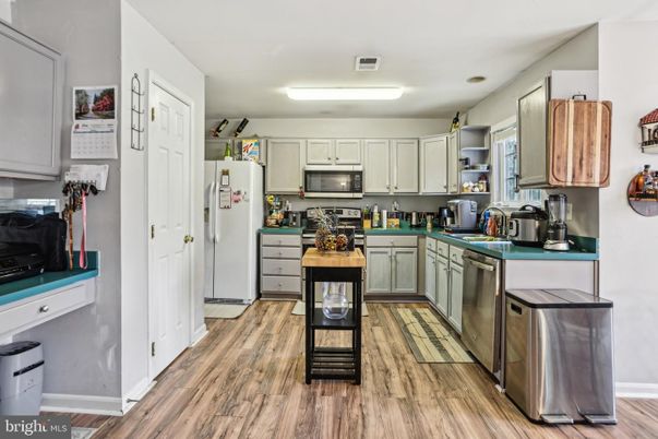 Interior, Kitchen, Stainless Steel Appliances, Wood Texture Flooring