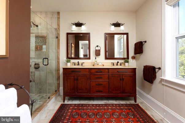 Bathroom, Dual Sink Vanities, Glass Shower, Interior
